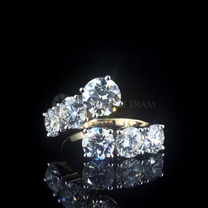 Exquise bague de fiançailles en diamant rond de 3,50 ct avec 6 diamants en or massif 10K 14K 18K cadeau pour elle - Product Image 5