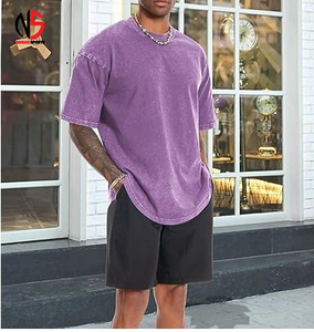 T-shirt ample et respirant de qualité supérieure, col rond, couleur violette personnalisée, style streetwear d'été, modèle 2026 - Product Image 2
