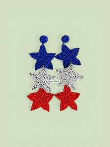 Pendientes Personalizados con Cuentas de Semillas con la Bandera de EE. UU., Pendientes Colgantes Hechos a Mano con Estrellas y Mariposas para el Día de la Independencia - Product Image 4