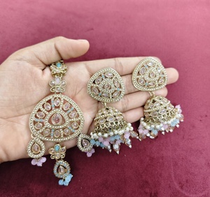 Pendientes de Araña de Aleación Chapados en Oro con Piedras y Perlas, de Alta Calidad, Estilo Étnico Tradicional, Certificados por Terceros, Regalo para Mujer - Product Image 1