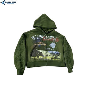 เสื้อฮู้ดซิปทรงปกติ สตรีทแวร์ ผ้าฝ้ายฟลีซ 100% สกรีนโลโก้ได้ ยูนิเซ็กส์ เสื้อกันหนาว ขายส่ง - Product Image 6