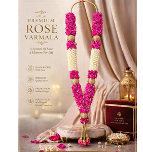 Handmade Pink <b>Gold</b> Varmala Garland for Indian Wedding Bridal Groom Jaimala <b>Artificial</b> <b>Flower</b> Mala - Product Image 3