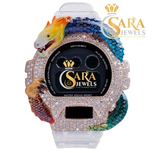 Reloj de pulsera de acero inoxidable para hombre, muy demandado, con correa de caucho y diamantes naturales incrustados, disponible para la venta desde India. - Product Image 2