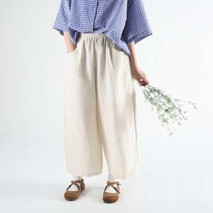 Pantalon plat droit d'été pour femme, 100% coton, fait main en Inde, écologique, taille haute, respirant, style vintage, fermeture élastique, décontracté - Product Image 5