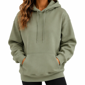Unisex Oversized Solid Streetwear <b>Winter</b> <b>Fleece</b> Hoodie 100% Cotton Drop Shoulder Pullover with Custom Logo Option - Product Image 1