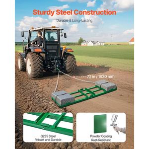 Rastrello a Catena Pesante da 6 Piedi (72 Pollici) con Barre Regolabili, da Trainare, per Vialetti, Paesaggistica e Rimorchi Agricoli - Product Image 2