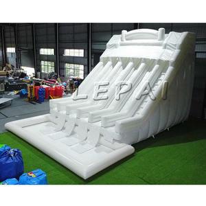 Toboggan gonflable blanc de qualité commerciale avec piscine | Toboggan à plusieurs voies durable pour événements et locations - Product Image 4