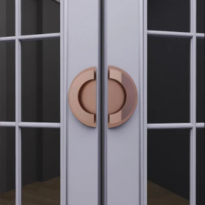 Juego de tiradores modernos de acero inoxidable y aluminio, redondos, circulares, de media luna, en oro rosa, negro mate, PVD dorado, para puertas y gabinetes. - Product Image 1