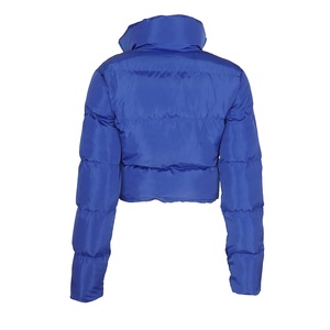 Vestes matelassées de luxe pour femmes, prix de gros, vêtements d'hiver, fermeture éclair intégrale, couleur bleu foncé, col rabattu, vêtements décontractés - Product Image 2