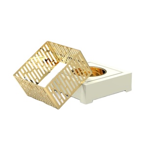 Brûleur Bakhoor or blanc moderne porte-encens islamique Mabkhara Oud décoratif carré brûleur de parfum arabe décor à la maison - Product Image 1