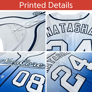 Uniformes de Béisbol Sublimados Personalizados al por Mayor, 100% Poliéster, con Botones, Rayas Negras y Azules, Nombre Personalizado en la Parte Delantera - Product Image 2