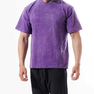 Camiseta de algodón 100% lavado a la piedra para hombre, estilo streetwear, vintage, desgastada, oversize, con OEM, venta al por mayor - Product Image 2