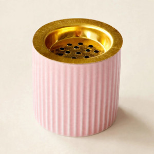 Quemador de Incienso de Madera Hecho a Mano con Inserto de Metal Dorado, Cilindro Aromático de Madera con Vetas de Mármol - Product Image 6