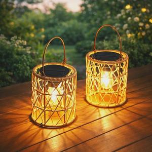 Farol Colgante de Ratán Natural Premium con Asa de Cuerda, Portavelas de Mimbre para Decoración de Jardín Interior y Exterior a Bajo Precio - Product Image 4