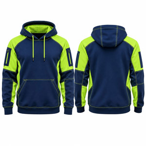 Sweat à capuche de travail haute visibilité pour homme, vert marine, manches longues, pull de sécurité, vêtements de travail à capuche - Product Image 1
