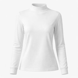 T-shirt à col montant et manches longues personnalisé pour femmes - Fabricant OEM avec faible MOQ - Product Image 1