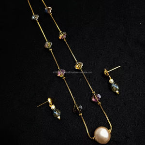 Classic American Diamond Bridal Jewelry Set Two-Piece Necklace and Earrings for Wedding Fashionable Classic Style - Product Image 1