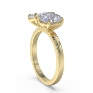 Bague à deux pierres émeraude et ovale, diamant de laboratoire de 0,80 ct en or 18 carats et platine - Product Image 2