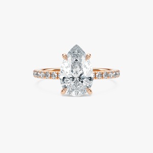Anillo de Compromiso de Lujo con Diamante de Laboratorio en Forma de Pera de 3.45 CTW con Halo Oculto, Banda de Oro de 14K con Pavé, para Boda y Fiesta - Product Image 5