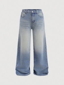 Washed Wide Leg <b>Denim</b> Jeans Loose Fit Casual Women's Pants - Product Image 2