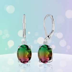 Boucles d'oreilles en tourmaline pastèlle en argent sterling avec fermoir à levier, pierre de naissance d'octobre, bijoux pour femme, cadeau - Product Image 5