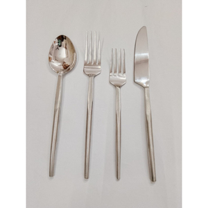 Premium 4-Piece Modern Stainless Steel Cutlery Set Luxury Mirror Polished Silver <b>Flatware</b> With Ergonomic Handles For Fine Dining - Product Image 1