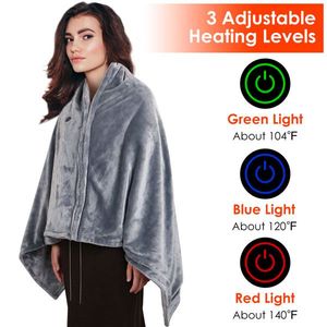 <b>USB</b> Portable Heated Blanket Shawl for Women 3 Gears 8 <b>Heating</b> Zones Cordless Zip Heated Throw Wearable Knitted Shawl - Product Image 1