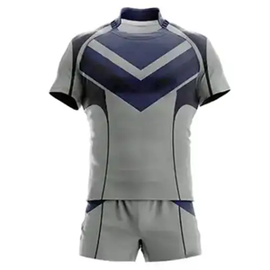 Uniforme de Rugby Profesional al por Mayor para Hombre, Nombre del Equipo Personalizado, Jersey y Pantalones Cortos Cosidos, Diseño Impreso, Tallas Grandes, 100% Poliéster - Product Image 1
