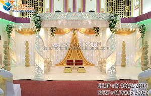 Tema al aire libre Delizio boda india Mandap deslumbrante Delizio estilo matrimonio Mandapam oro fibra de vidrio cuadrado boda Mandap - Product Image 2