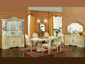 Classic Luxury Solid Teak Wood <b>Dining</b> Room Set <b>White</b> Gold 6 Chairs Oval <b>Table</b> Royal European Villa Home Kitchen Furniture - Product Image 5