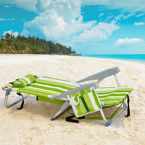 Sedia da Spiaggia 63*65*82cm in Tessuto Oxford Corto, Tubo in Alluminio Argento-Bianco, Capacità 100kg, Strisce Verdi - Product Image 3