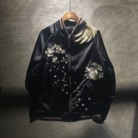 Veste universitaire unisexe Phoenix en toile enduite brodée, style Sukajan, décontractée, hiver, fine, hip-hop, patchwork, design personnalisé sur le devant