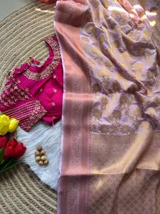 Luxury Banarasi Silk <b>Saree</b> With Heavy Embroidered <b>Blouse</b> For Women Designer Wedding Party Wear Indian Traditional Ethnic <b>Saree</b> - Product Image 4