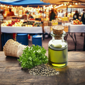 Aceite de hoja de perejil natural 100% para el cuerpo, grado farmacéutico, tamaño de paquete a granel disponible en tambores y latas de 25kg y 180 kg - Product Image 1