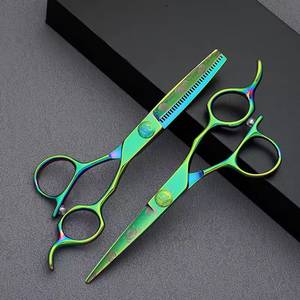 Tijeras Profesionales Azules para Adelgazar el Cabello, Afiladas, con 28 Dientes, Hoja de Acero Inoxidable, para Diestros, Mango Largo, Uso en Salón - Product Image 2