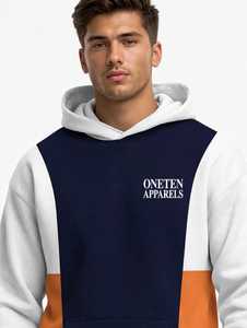 Men's Solid Lightweight Hooded Tracksuit Set Navy <b>White</b> Orange Casual Autumn <b>Sweatshirt</b> Sweatpants Two Piece Outfit - Product Image 2