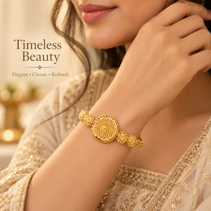 Luxury Long Ethnic Necklace <b>Set</b> with Designer Earrings Bracelet and Ring 24K Gold Finish Indian <b>Bridal</b> Wedding <b>Jewelry</b> for Women - Product Image 2