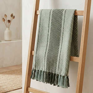 Minimalist Sage Green Textured Sofa Throw Premium Solid Woven Cotton <b>Blanket</b> Everyday Farmhouse Styling - Product Image 1
