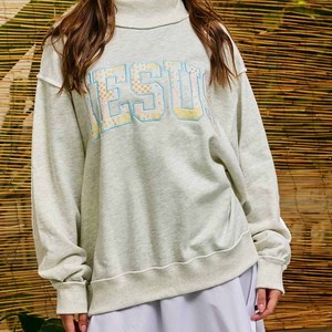 Jesus <b>Mock</b> <b>Neck</b> Crew <b>Neck</b> Sweatshirt Cotton Fleece Women Unisex Chenille Letter Tackle Twill University College Wear - Product Image 1