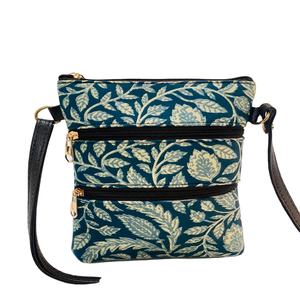 กระเป๋าถือสะพายข้างแนวตั้งแบบลำลอง ลายใบไม้สีน้ำเงินอมเขียว พิมพ์ลายแจ็คการ์ด ทนทาน หรูหรา วินเทจ ทันสมัย เป็นมิตรกับสิ่งแวดล้อม เนื้อผ้านุ่ม - Product Image 1
