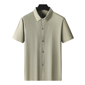 Men's Striped Short Sleeve Button <b>Down</b> Casual Shirt Woven Fabric Regular Fit - Product Image 5