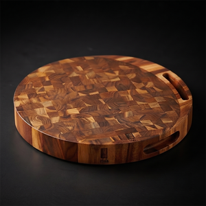 Tabla de Cortar Redonda de Madera de Teca Premium Ha Le, No Tóxica, 2.0 cm de Grosor, Apta para Lavavajillas - Product Image 1