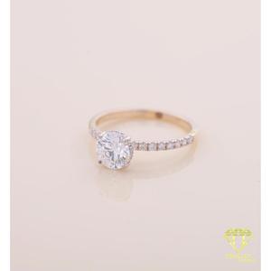 Moissanite Diamond Round <b>Solitaire</b> Engagement <b>Ring</b> With Hidden Halo Pave Band White Gold Bridal Wedding <b>Ring</b> Gift - Product Image 4