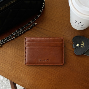 Beena's Genuine Leather <b>Card</b> Holder Minimalist Design Brown Laser Engraved Credit <b>Card</b> <b>Case</b> - Product Image 3