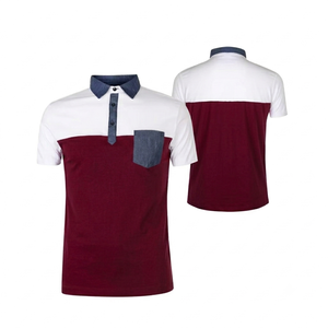 เสื้อเชิ้ตผ้าแคนวาสสีแดงเลือดหมูสำหรับผู้ชาย แขนสั้น มีกระเป๋า ทรงเข้ารูป ระบายอากาศได้ดี แห้งเร็ว น้ำหนักเบา เหมาะสำหรับใส่เล่นกอล์ฟ - Product Image 1