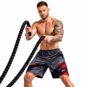 Shorts d'entraînement en mesh respirant pour hommes, taille élastique avec cordon de serrage, 100% polyester, écologiques, séchage rapide, légers - Product Image 3