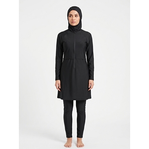 Traje de Baño Islámico Modesto para Mujer, Burkini de Poli Spandex, Mangas Largas, Corte Holgado, Etiqueta Personalizada OEM, Talla XXL, para Playa, Piscina, Verano - Product Image 1