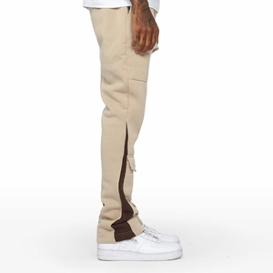 Pantalon de jogging évasé pour homme, taille élastique, streetwear, avec logo personnalisé OEM, haute qualité, kaki, vierge, pour la vente en gros - Product Image 2