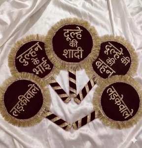 Handmade Maroon Velvet <b>Wedding</b> Handheld <b>Prop</b> – Round Bridal Entry Wand – Indian <b>Wedding</b> Photo Booth & Stage Decoration Accessory - Product Image 4