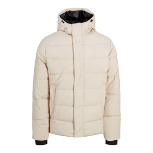Customizable <b>White</b> Padded <b>Jacket</b> for <b>Men</b> Comfortable 100% Cotton Water Repellent Zip Up Hooded Winter Wear Wholesale - Product Image 2
